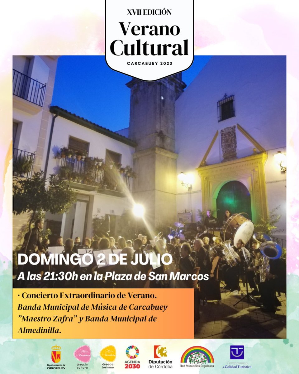 AytoCarcabuey's tweet photo. 🎭 #VC23 | El domingo 2 de julio no te pierdas el Concierto Extraordinario de Verano con magnífica actuación de la Banda Municipal de Música "Maestro Zafra" y la Banda Municipal de Almedinilla.
⌚ a las 21:30h
📍Plaza de San Marcos
#Carcabuey #VeranoCultural2023 https://t.co/aqlVuLmLac