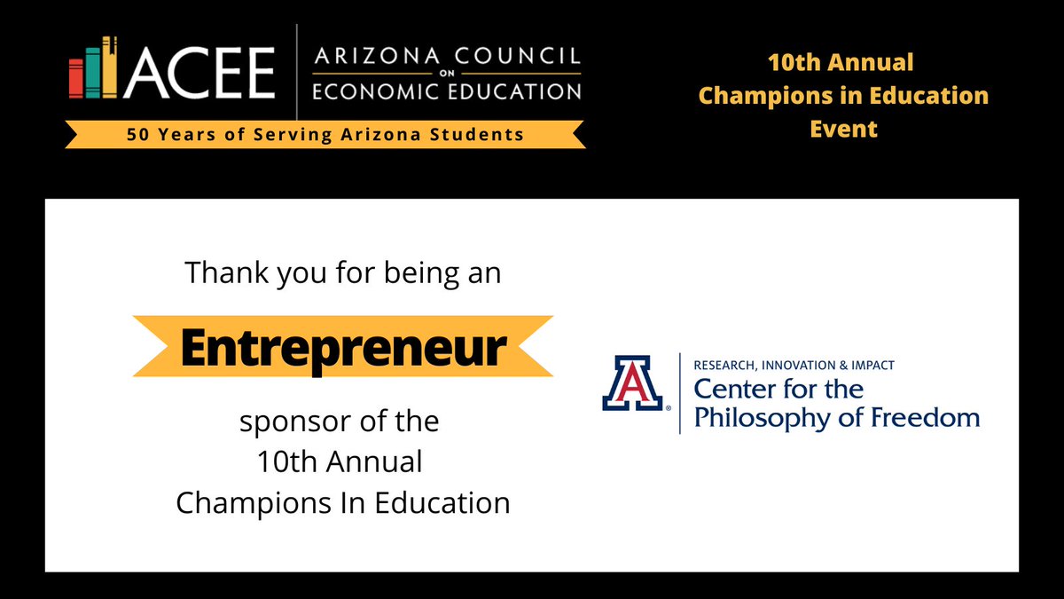 AzCouncilEconEd's tweet photo. A heartfelt thank you @UAZFreedom for their generous support as an Entrepreneur level sponsor for the 10th Annual Champions in Education Event!  We are grateful for their partnership and for their commitment to shaping the minds of tomorrow. #CommitToFinLitAZ #FinLit #EconEd https://t.co/ILdFlCbonq