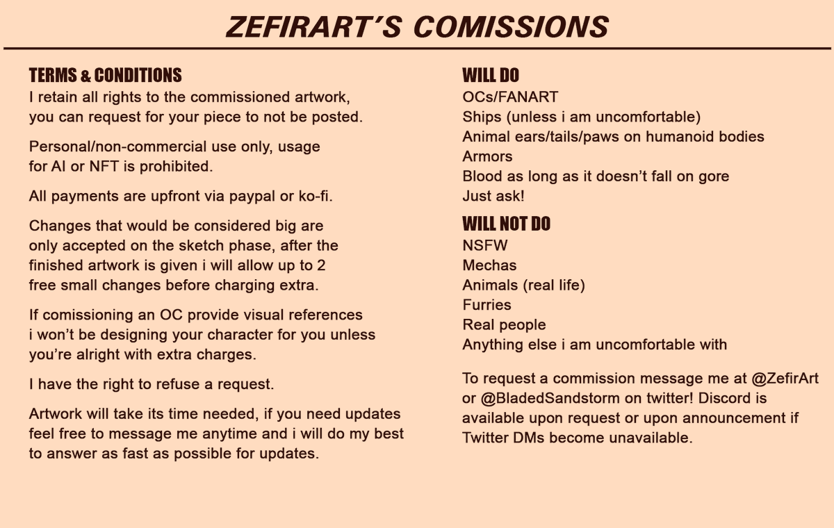 ✨ Comms are open! ✨ Contact me if you have questions to ask or to request one Rts are appreciated