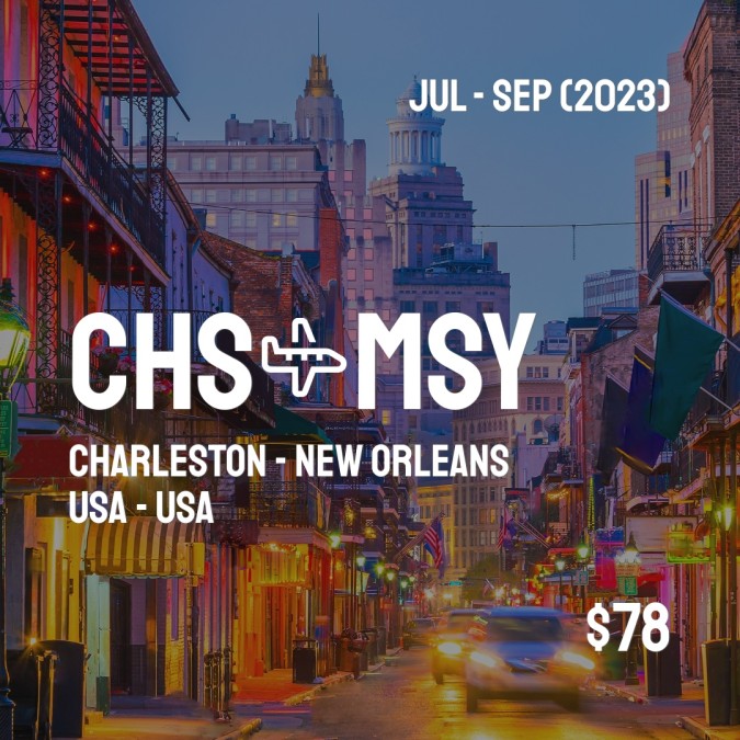 CHSCheapFly's tweet image. ✈️ Charleston (CHS) to New Orleans (MSY) for only $78 (USD) roundtrip 💸
90 live dates on Adventure Machine. - get the app on iOS or Android #charleston #charlestonsc #charlestonlife #charlestonphotographer #charlestonliving