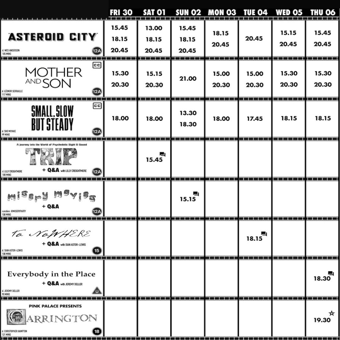 WHAT'S ON THIS WEEK 🎬️⁠
⁠
🌟 New openers, SMALL, SLOW BUT STEADY &amp; MOTHER AND SON

🔥 ASTEROID CITY continues for another week! ⁠

💥 Q&amp;As, TRIP, MISERY MOVIES, TO NOWHERE &amp; EVERYBODY IN THE PLACE

🎟️ riocinema.org.uk/whats-on