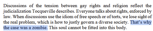 LawZombie's tweet photo. "A Zombie in the Supreme Court: The Elane Photograph Cert Denial" by Andrew Koppelman @AndrewKoppelman in Alabama Civil Rights &amp; Civil Liberties Law Review (2014) 

article incorrectly claims "These people are not homophobic bigots" https://t.co/PfUQaHWyxW