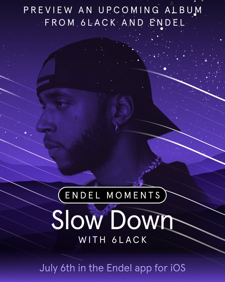 Endel and @6LACK have teamed up 🔮 Preview the sleep-supporting version of “Since I Have a Lover” with a real-time collective listening session! Join us via Endel app on iOS on July 6th. RSVP NOW -> endel.page.link/rnrv