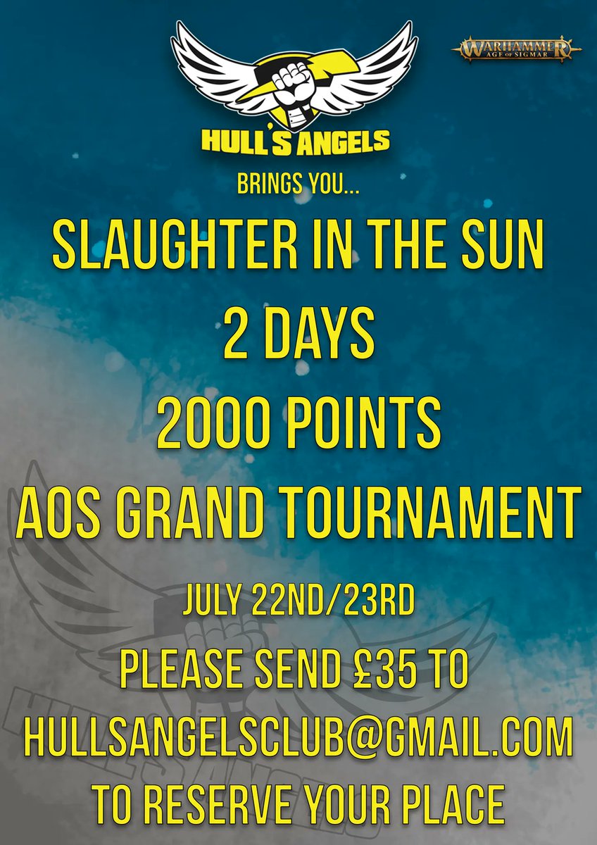 I am back once again to remind you all of hull's best event run by hull's best TO for the best players of the best game. New GHB will be there too 👀 giz a retreat if you wouldn't mind xx