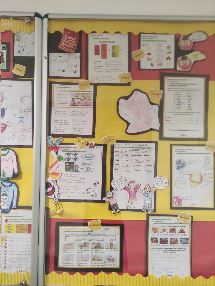 Minimal wall space, maximum impact in regards to displaying primary languages progression.

So proud of @ClaremontTweets for their learning and progress.

¡Buen trabajo! 🇪🇦⭐

#PrimaryLanguages #Spanish #SpanishPrimary #schoollanguages #languages #espanol