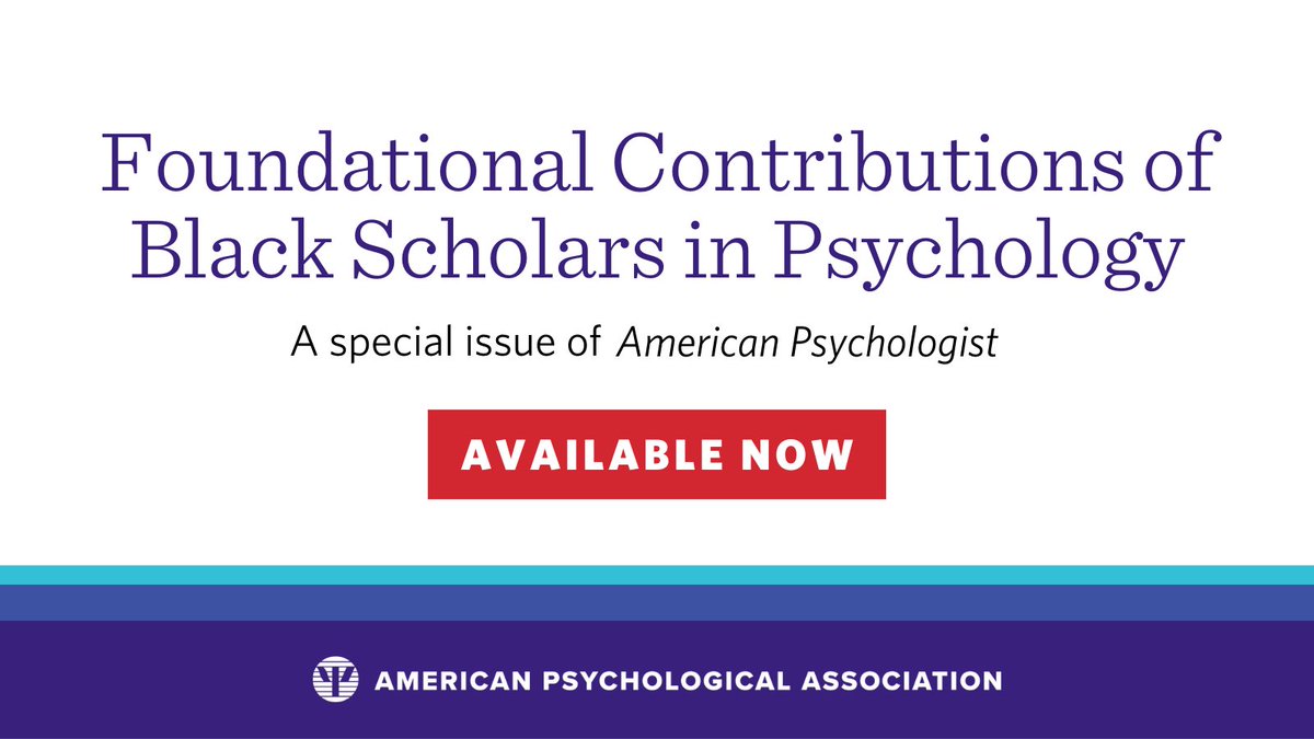 APA Journals (@apa_journals) on Twitter photo The American Psychologist special issue on foundational contributions of Black scholars in psychology is now available bit.ly/3CUFwBC
Many thanks to guest editors Fanita Tyrell, <a href="/HelenNeville12/">Helen Neville</a>, @JoseCausadias, <a href="/KevinCokley1/">Kevin Cokley, Ph.D.</a>, <a href="/karlyn_adams/">Karlyn Adams-Wiggins</a> for making this issue possible The American Psychologist special issue on foundational contributions of Black scholars in psychology is now available bit.ly/3CUFwBC
Many thanks to guest editors Fanita Tyrell, <a href="/HelenNeville12/">Helen Neville</a>, @JoseCausadias, <a href="/KevinCokley1/">Kevin Cokley, Ph.D.</a>, <a href="/karlyn_adams/">Karlyn Adams-Wiggins</a> for making this issue possible