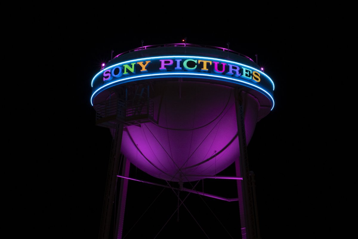 The iconic #SonyPics water tower was lit up with Pride colors in support of #PrideMonth2023, celebrating our LGBTQ+ community and their impact on and off screen.