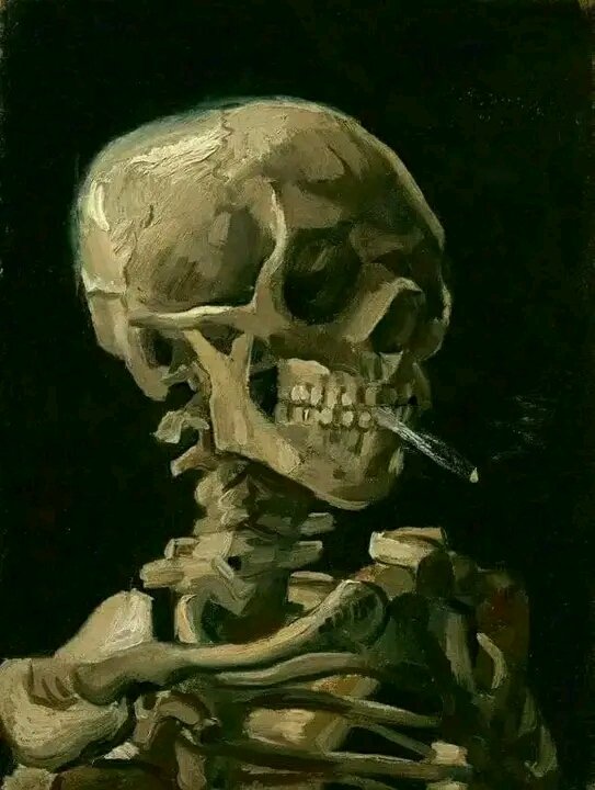 Esqueleto fumante, Vincent Van Gogh.