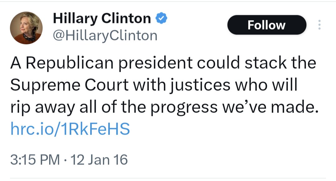 Hilary said it in 2016. Now in 2023, no abortion access, affirmative action now gone. Anything with Diversity Equity and Inclusion is out of here. And some folks are still gonna say 'Our votes don't matter ' smh.