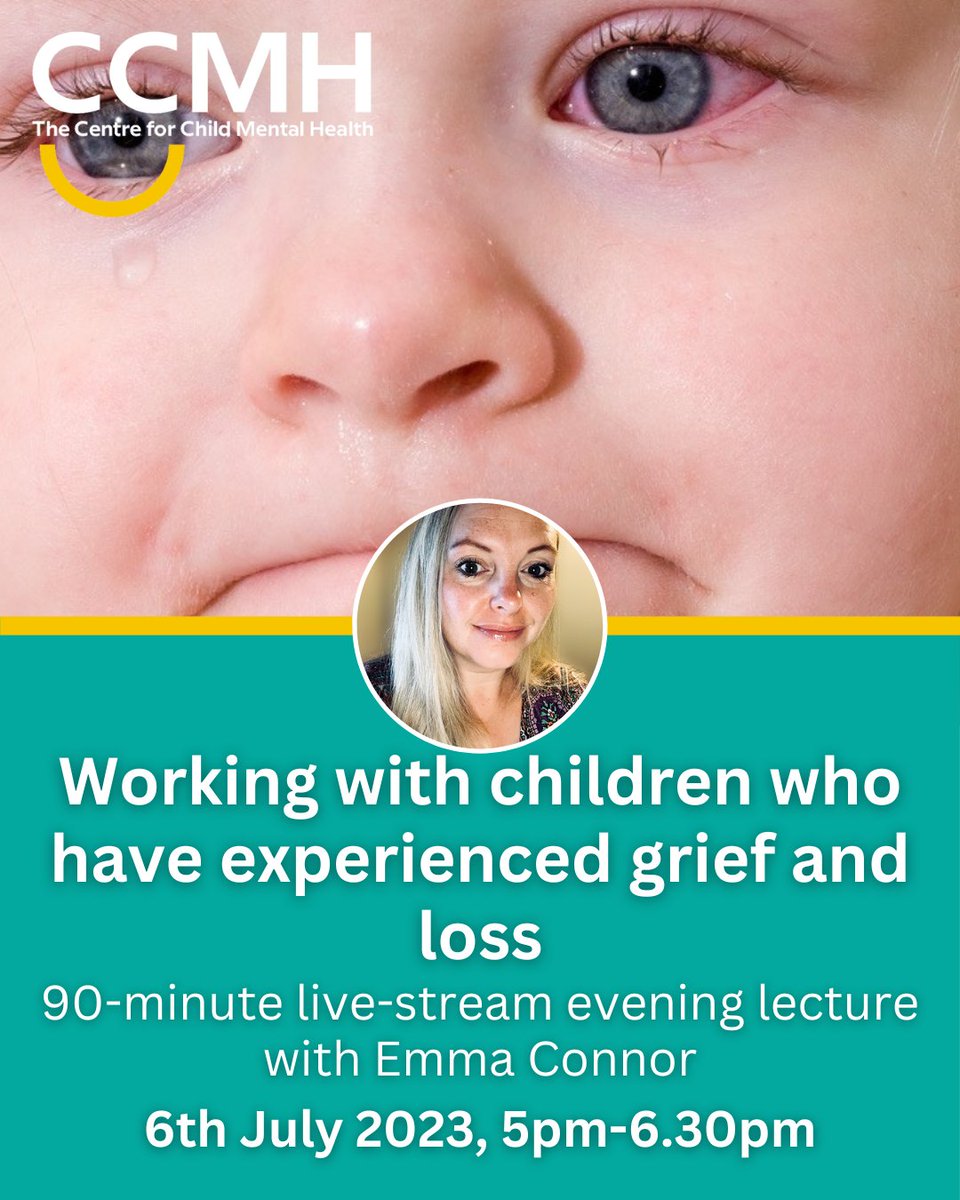 Live-Stream Lecture: 'Working with children who have experienced grief & loss'. This event explores the impact of grief & loss on young people’s brain development, emotional states and behaviours. Thurs 6th Jul'23 | 5.00-6.30pm | £20 plus booking fee - mailchi.mp/childmentalhea…