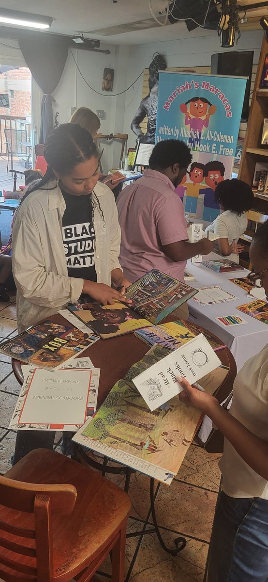 sojustbooks's tweet photo. @sharise_b .@sharise_b gave us time to review a variety of books using the format from the #ReadBlackBooks Book Tasting menu (see above). Here is new #SJBIntern, Becca engaged in the process of a children's book audit using the menu. https://t.co/W33uLoPbSO
