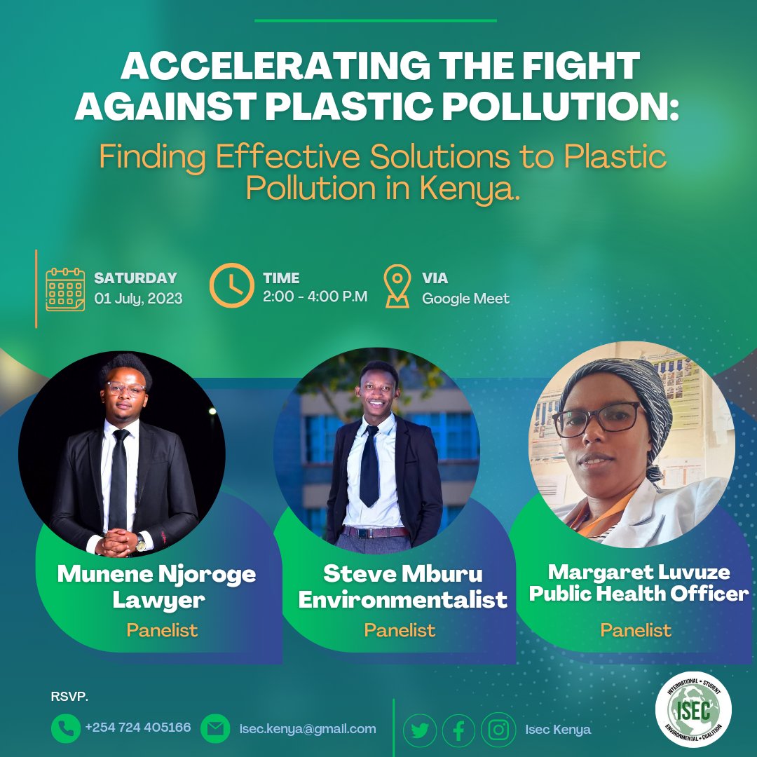 📢 Conference Announcement 🌍
We invite you to be a part of this conference as we discuss plastic pollution. Together, we will explore sustainable solutions, policies, and initiatives to combat plastic pollution.
#PlasticPollutionConference #SustainableKenya #JoinTheFight #isec