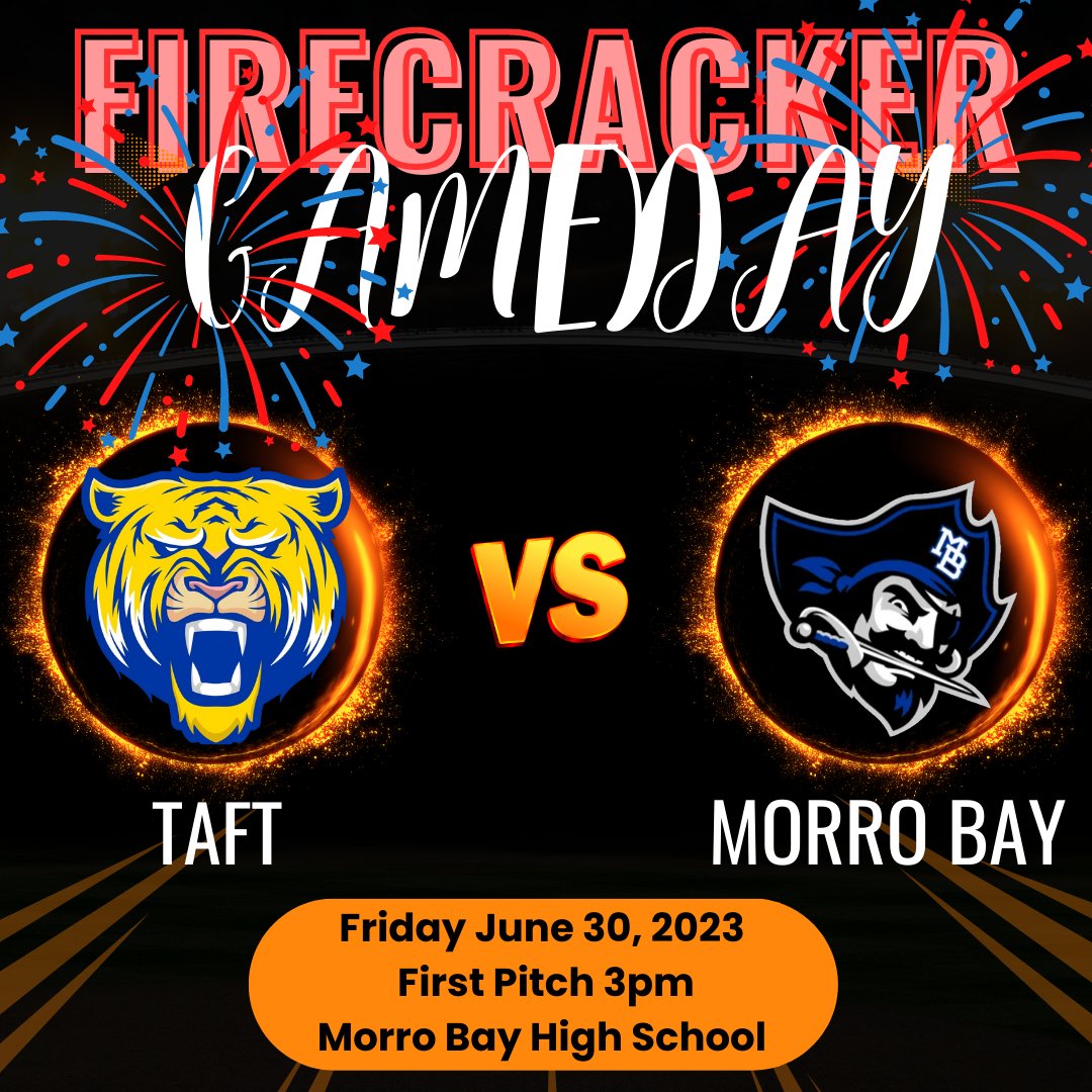 JoshHunt805's tweet photo. First game of our Annual High School Firecracker Tournament kicks off today against a solid Taft squad. First pitch 3pm at the Rock. https://t.co/PHlIwX5fPv
