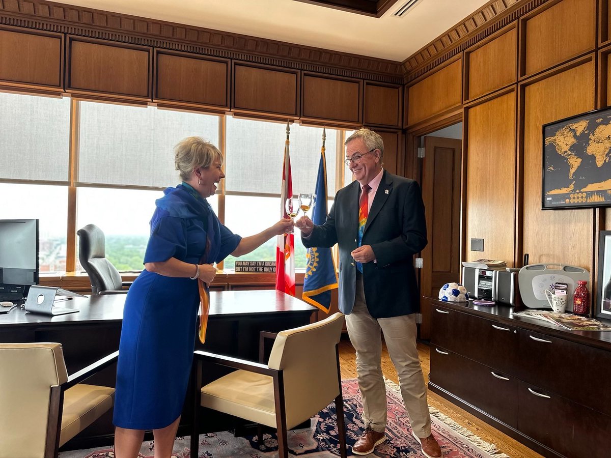 Rotary's tweet photo. Thank you, Jennifer Jones, for such an impactful and inspirational year. It was more magical than we could have ever imagined.

And what better way to ring in a Scotsman's term than a "cheers" with scotch? 🥂 https://t.co/xNKWCZBGJ4