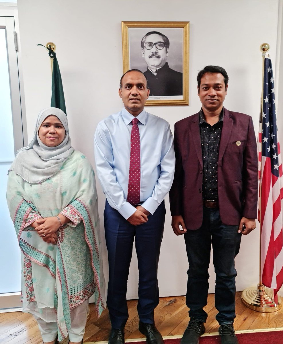 AwalCho's tweet photo. Bangladeshi Consul General in New York Dr. Monirul Islam and First Secretary &amp; Head of Chancery Israt Jahan with the Consulate office. https://t.co/aVl5oY8HoT