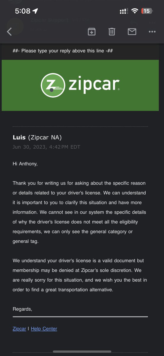 SimplyyOm's tweet photo. @Zipcar I applied for a membership using my valid unexpired Indian driving license, and the request was declined stating my DL doesn’t meet the requirements. When I contacted support asking for reason, I was told Zipcar can reject at sole discretion. Any explanation for this? https://t.co/ULBWiPt45l