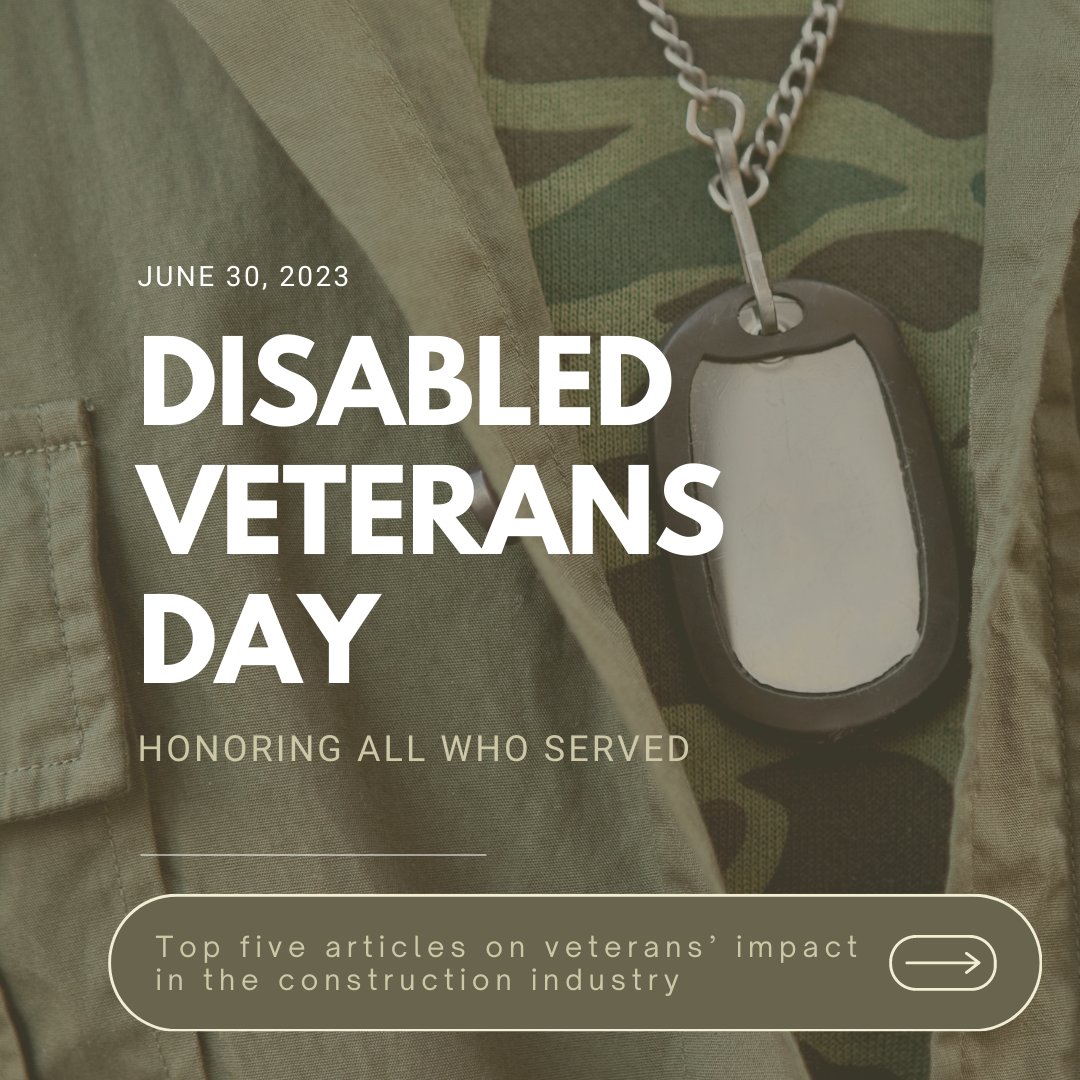 ConExecMag's tweet photo. Today, we honor all the service-disabled veterans (SDV) who served to protect our country. Check out this thread on top five articles about veterans’ impact in the construction industry, along with SDV owned construction businesses. 👇 https://t.co/C5afqyMdkR