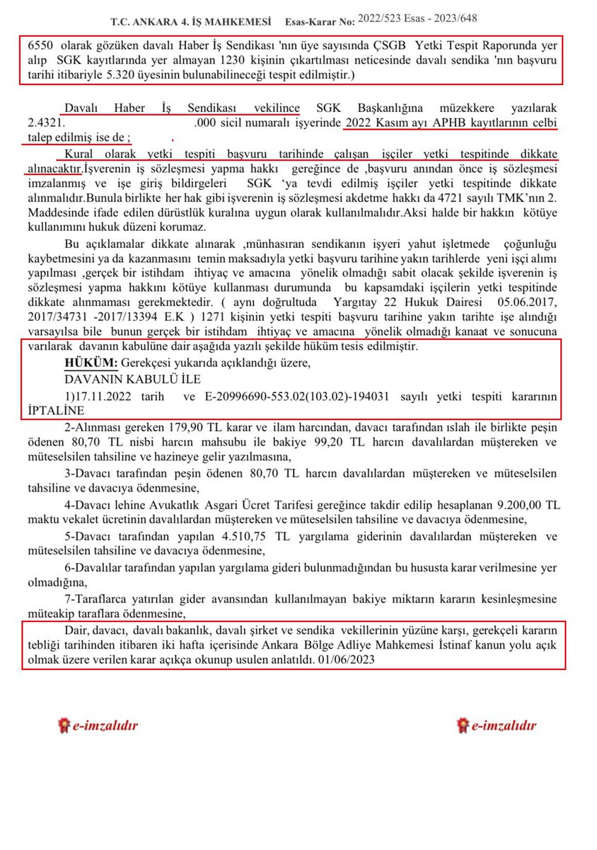 Hep doğruyu söyledik, hakkın, hukukun peşinde olduk. Bu karar da haklı davamızın kanıtı. Üyelerimizin haklarının her zaman peşindeyiz.