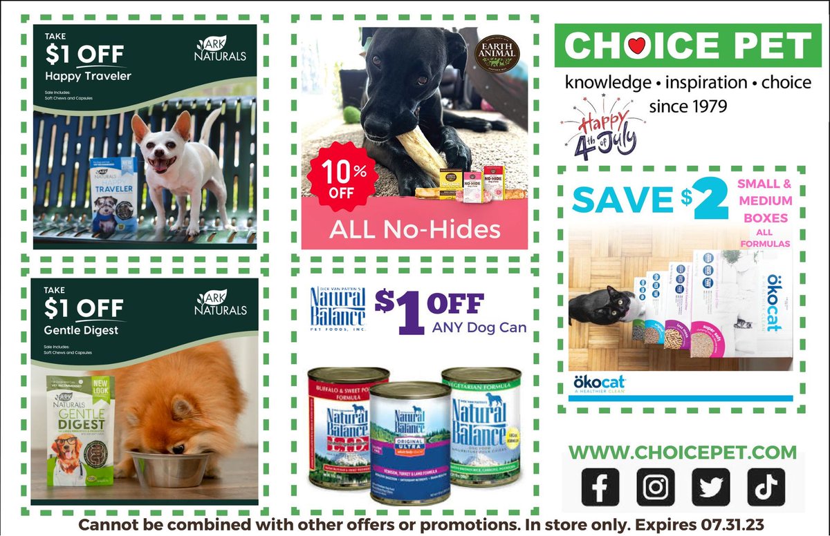 STARS, STRIPES &amp; SAVINGS! ❤️🤍💙 
Start your holiday weekend with a bang! ALL month long SAVE MORE on the stuff your pets love most. Visit your local Choice Pet to shop our July offers! 🐾 #shopchoicepet