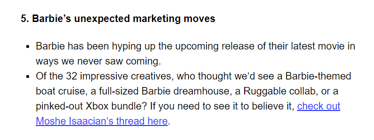 dhaksha_k's tweet photo. @MosheIsaacian @Barbie I got here from @DTCNewsletter!

go off king! https://t.co/OG8Y9ykWq3