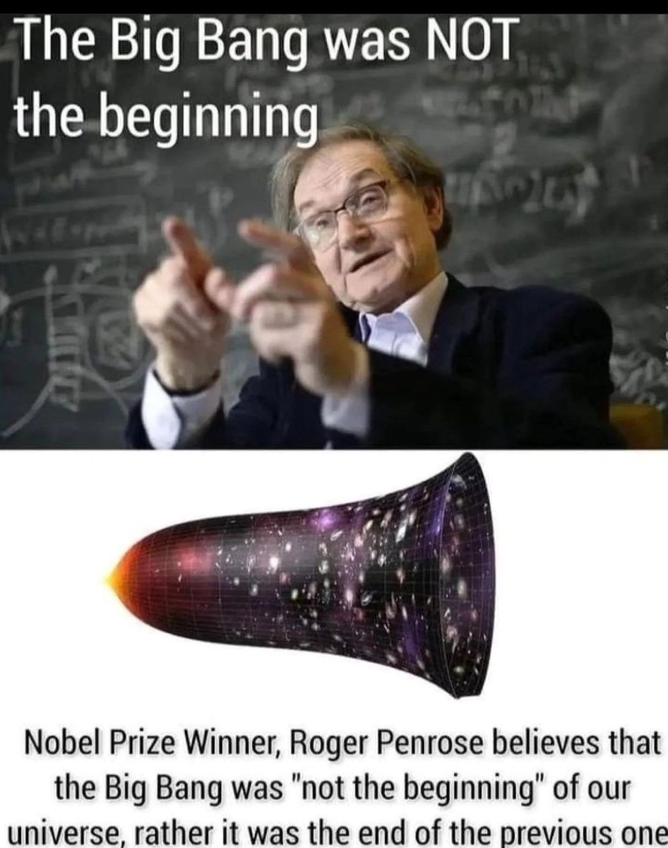 Nobel ödüllü Roger Penrose'a göre Big Bang evrenin başı değildi. Bizden önceki evrenin sonu idi....

Penrose'a göre evrenin başı yok. Bir var olma anı yok...