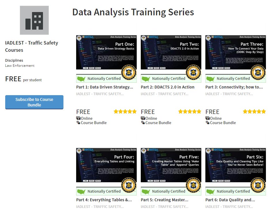 Did you know you can access DDACTS Traffic Safety courses for free on FirstForward? 

This 13-part training series is NCP-certified and participants can obtain a Certified DDACTS Analyst certification and course credit upon completion of all courses!
buff.ly/443EKy7