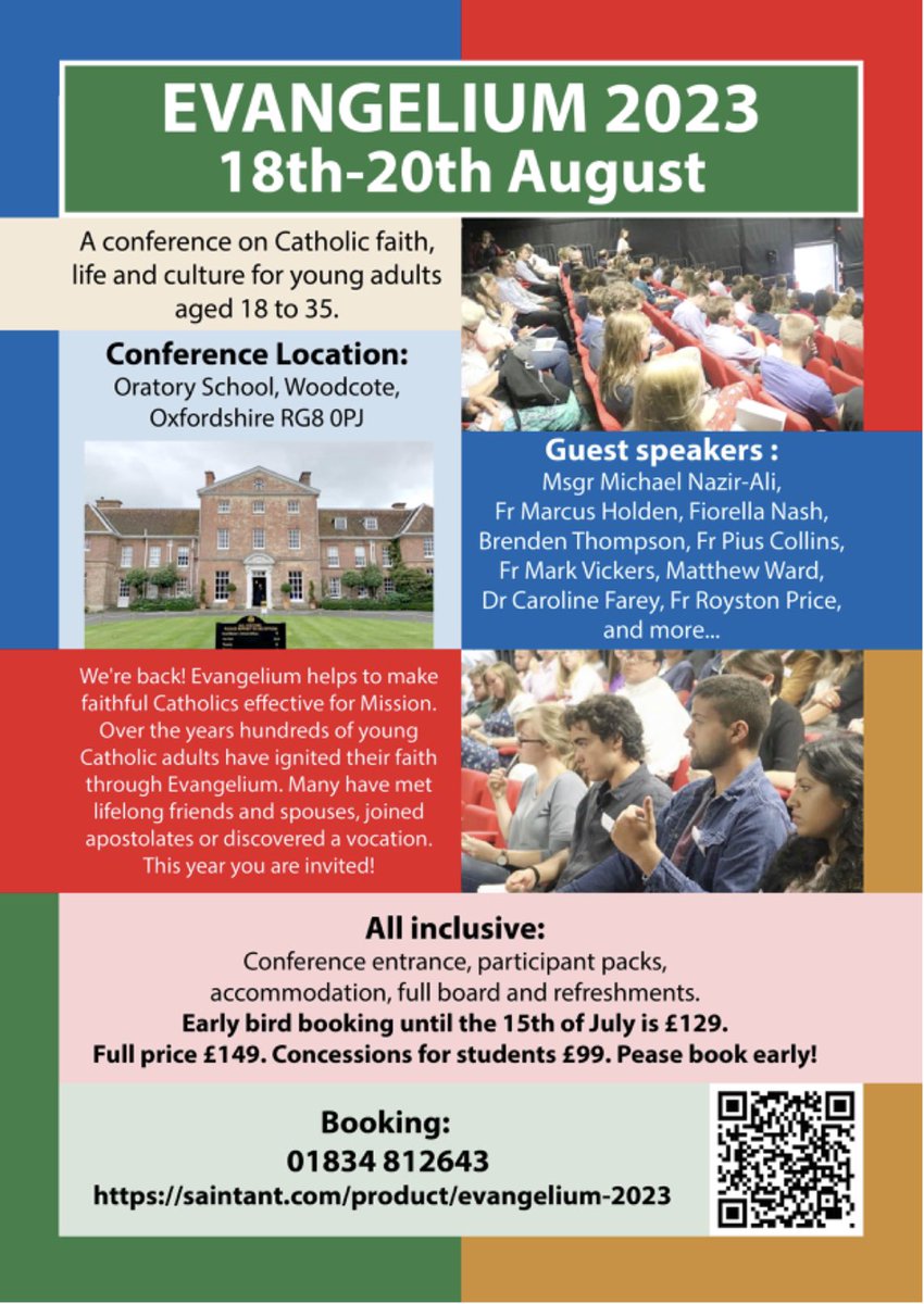 BedeChurch's tweet image. Great news - thanks to sponsorship the price to attend the Friday-Sunday EVANGELIUM23 remains at £129 (£99 for students) until 15th June. There’s a link to the online booking here. Book your place now. Amazing speakers, amazing participants, amazing place! saintant.com/evangelium-con…