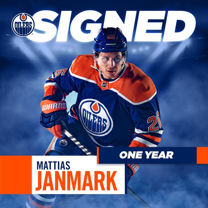 Graphic that says SIGNED MATTIAS JANMARK ONE YEAR with a photo of Mattias