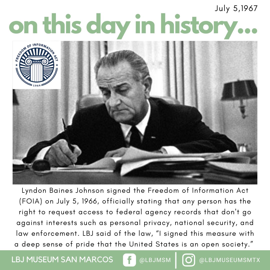 On this day in history: LBJ signed the Freedom of Information Act in 1966
#freedomofinformationact #lbj