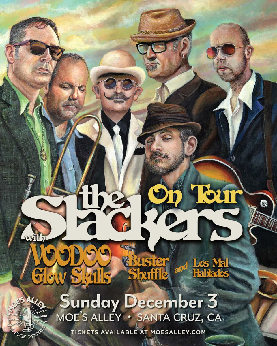 ✯ ON SALE NOW ✯ Epic ska line-up! ✯ @Theslackersband ✯ DECEMBER 3, 2023 + Voodoo Glow Skulls + Buster Shuffle + Los Mal Hablados Tickets 👉 buff.ly/3CSaNp2 @glowskulls | @Bustershuffle | @LosMalHablados_