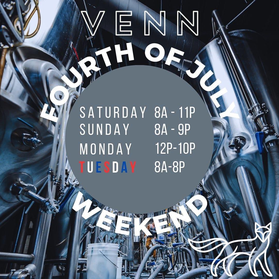 Opening EARLY Monday, 7/3 at 12pm! Closing early Tuesday, 7/4 8pm 🎆 . . Stop by all weekend for beer and Zenn tonics to bring to your festivities!