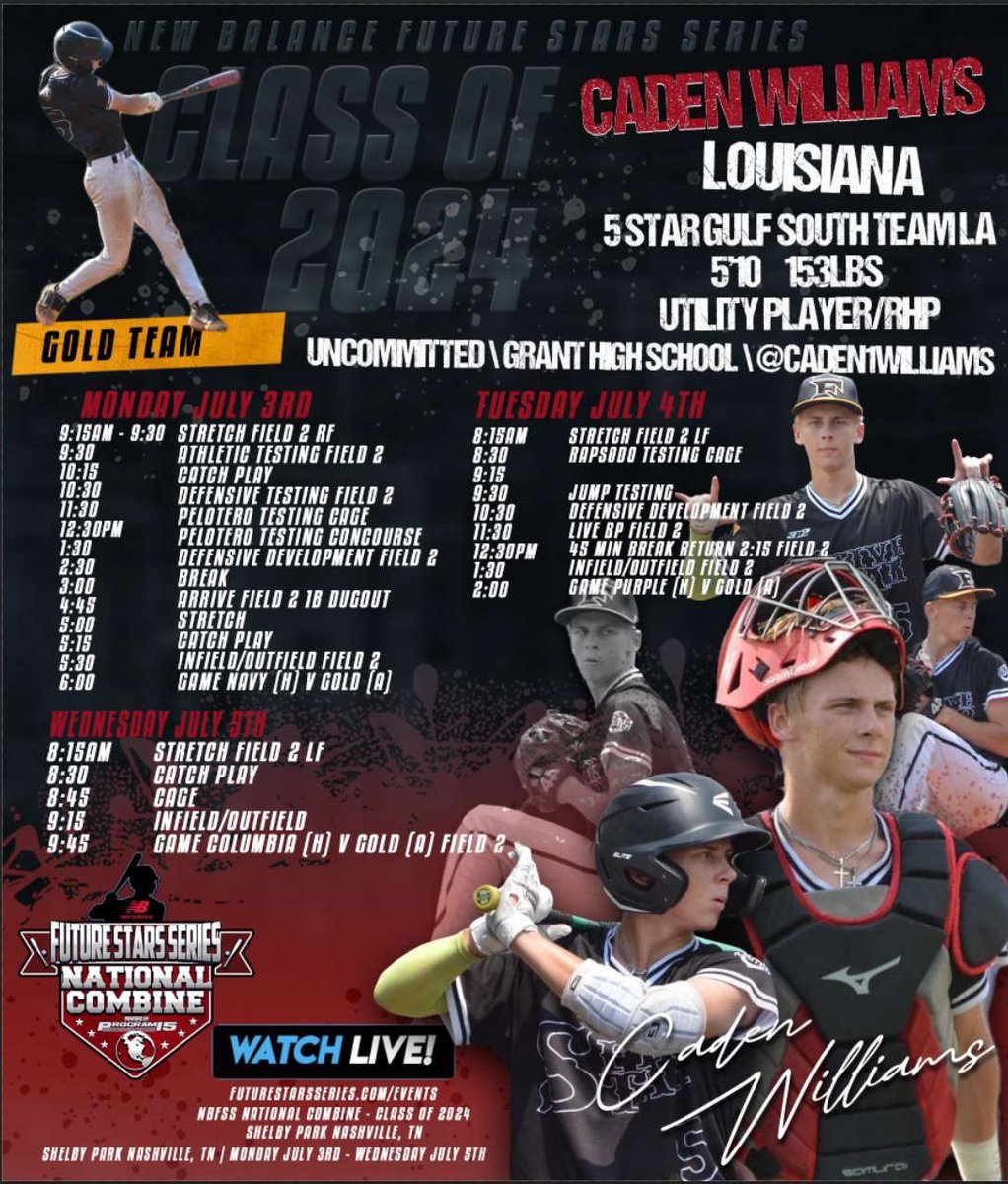 Excited to see <a href="/caden1williams/">caden williams</a> show out and compete on the national stage at <a href="/ftrstarsseries/">New Balance 𝗙𝘂𝘁𝘂𝗿𝗲 𝗦𝘁𝗮𝗿𝘀 𝗦𝗲𝗿𝗶𝗲𝘀</a>!! <a href="/BRCC_Baseball/">BRCC Bears ⚾️</a> <a href="/LSUEBengalsBSB/">LSUE Baseball</a> <a href="/NSUDemonsBSB/">NSU Baseball</a> <a href="/RaginCajunsBSB/">Louisiana Ragin’ Cajuns® Baseball</a> <a href="/GentsBaseball/">Gents Baseball</a>