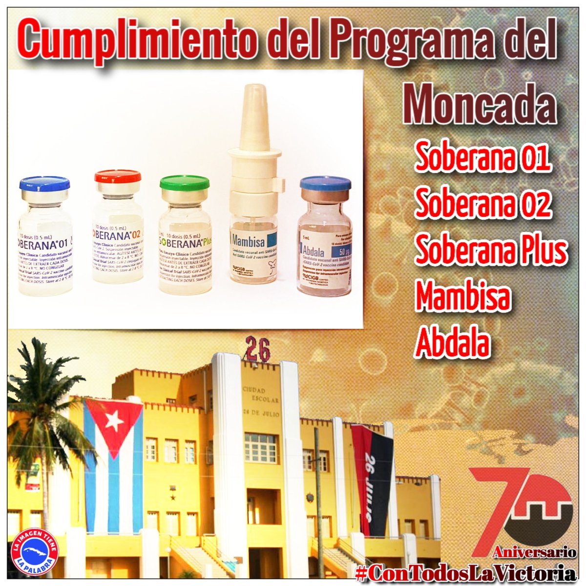 Cuando la noche parecía más oscura, no salió uno, sino 5️⃣ rayos de esperanza que inmunizaron a todo un país🇨🇺 y mucho más allá de sus fronteras.
Eso fue una idea de FIDEL💪❤️🇨🇺
#ConTodosLaVictoria
<a href="/DiazCanelB/">Miguel Díaz-Canel Bermúdez</a> <a href="/japortalmiranda/">José Angel Portal Miranda</a> <a href="/MINSAPCuba/">Ministerio de Salud Pública de Cuba</a> <a href="/BoliviaTamara/">Bolivia Tamara Cruz Martinez</a> @Colina_VClara <a href="/YaquedeCuba/">Yaquelin</a>