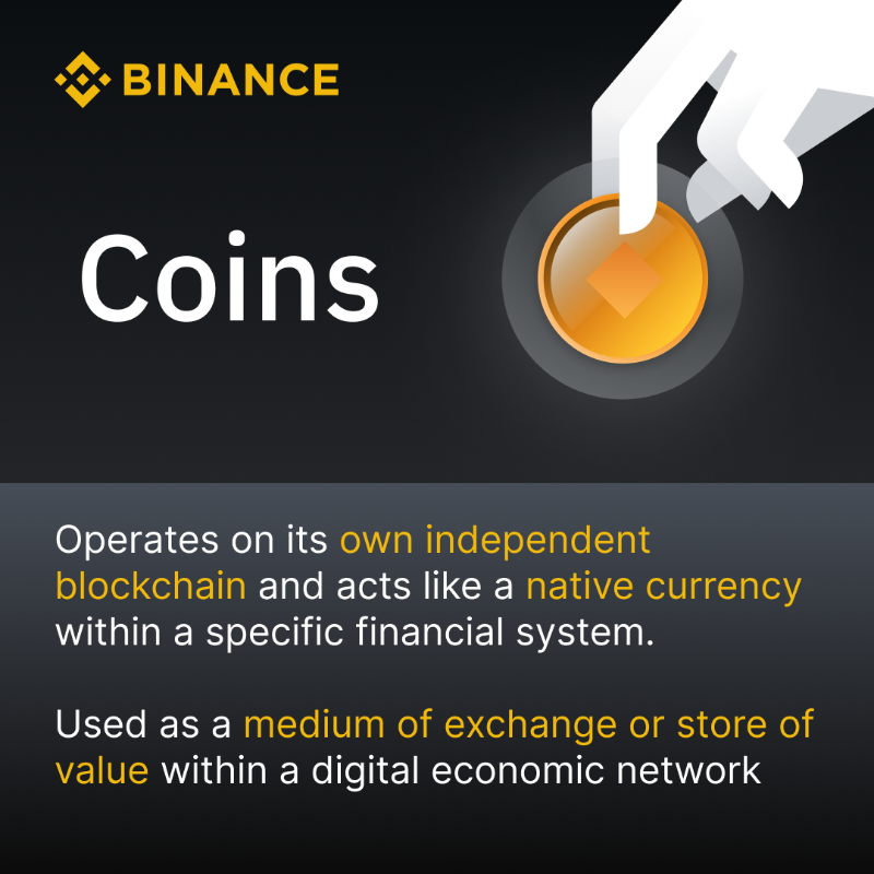 binance's tweet photo. Know the difference between a coin and a token?

Swipe across to find out 👉