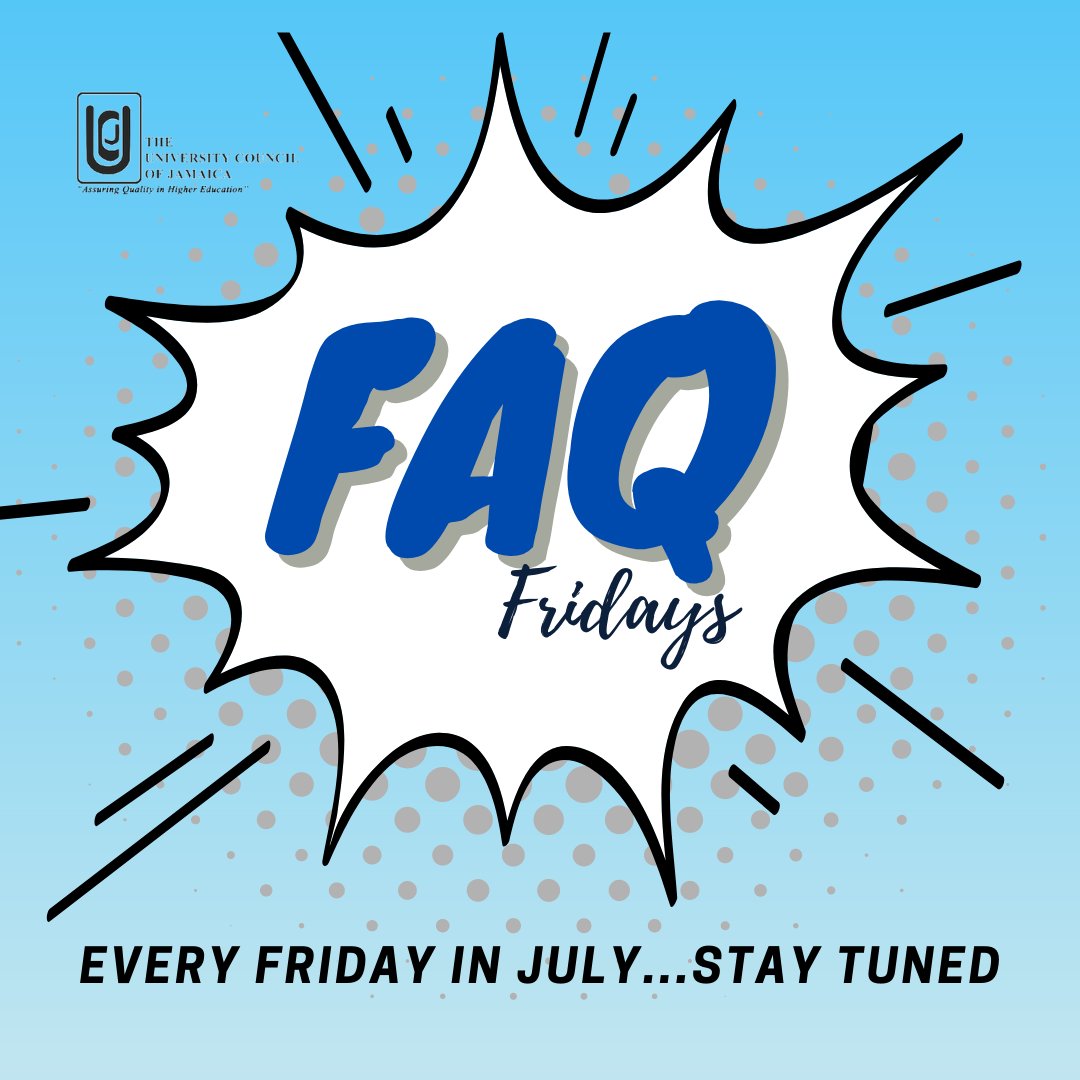 TheUniversityC1's tweet photo. You have questions and the UCJ is ready to answer. Every Friday in July will be dedicated to you🫵 as FAQ Fridays🎆 in which we will be answering your most commonly asked questions. Send us your questions here or give us a call at 📲 (876) 618-4267.
#HigherEducation https://t.co/Ygn14djMYG