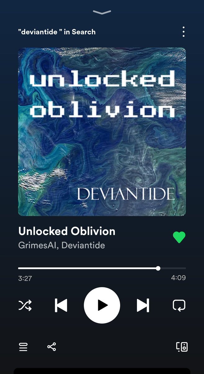 mcshanejet's tweet photo. This is insane! Very excited to discover my song with #GrimesAI has been released to Spotify and Itunes 😍

Deviantide -unlocked oblivion

Amazing creative potential with her voice on new ideas from @elftechnology  on https://t.co/eMrXN7qiyq 

Thank you @Grimezsz #aimusic https://t.co/bZyDsn04km