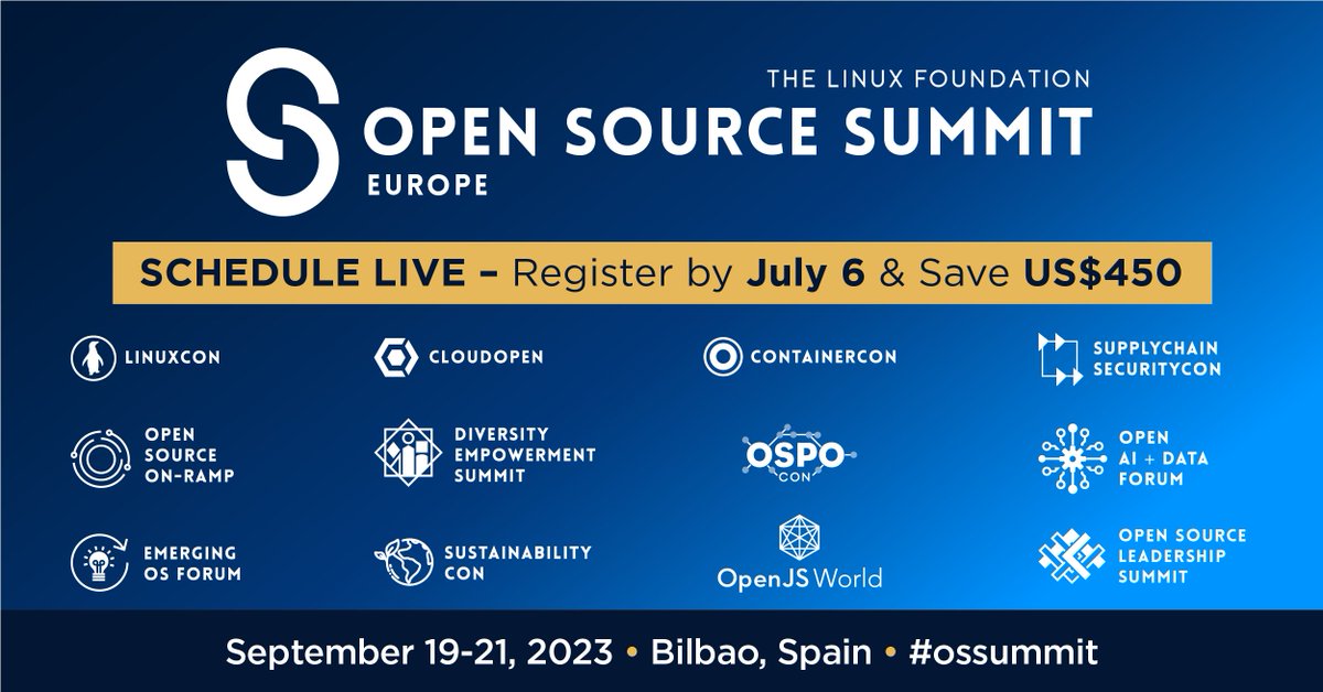 ICYMI: The Open Source Summit Europe schedule is LIVE! 🎊Are you as excited as we are? #OSSummit will feature 175 sessions on everything from #Kubernetes and #Cloud to #AI, #sustainability + MUCH MORE! Check it out: hubs.la/Q01Wnwgt0 #OpenSource #OSS #Linux