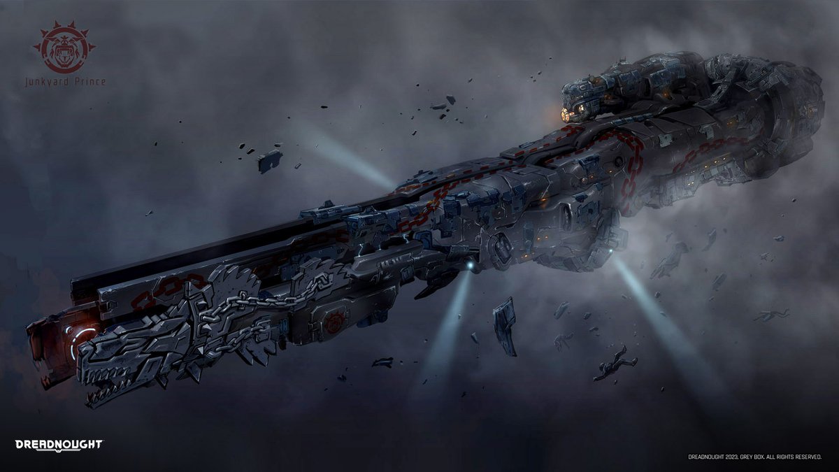 Your opponents won’t know what hit em! 👤 The stealthy Junkyard Prince is our featured ship of the week.

🏭 Manufacturer: Akula Vektor
🚢 Class: Tier-II Artillery Cruiser

⚔ Primary Weapon – Heavy Tesla Cannon II
⚔ Secondary Weapon – Light Flak Turrets II

#wallpaper