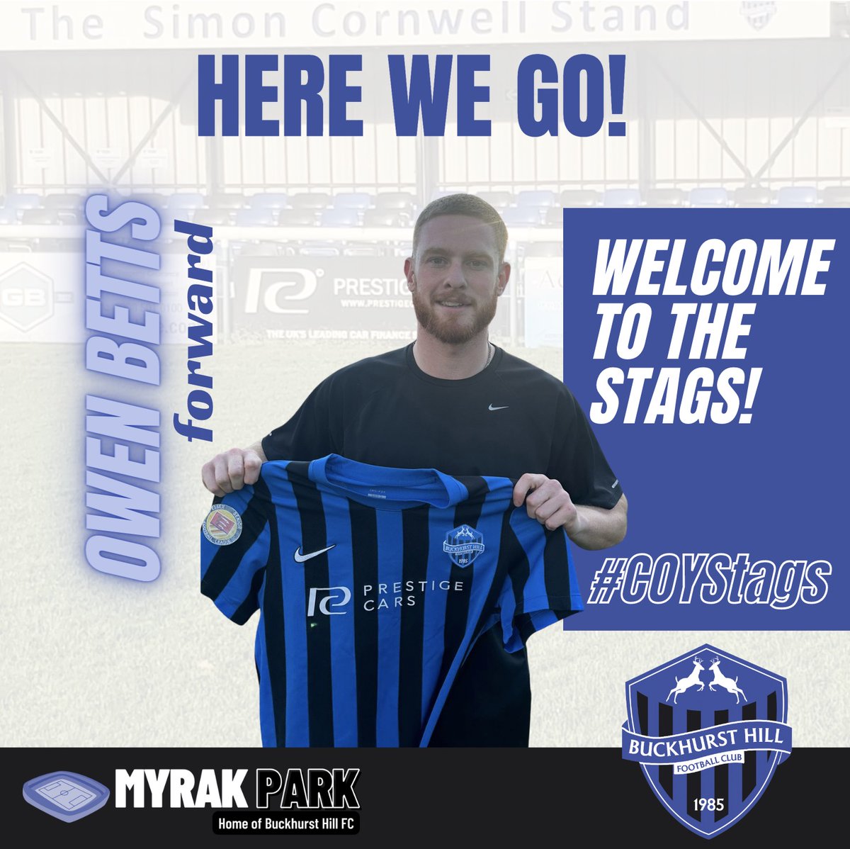 🚨 NEW SIGNING CONFIRMED!📣
Owen Betts - Forward
Owen has joined the Stags and we’re excited to see him in action.
A willing runner who has plenty of goals in him. Owen is a versatile player who can play anywhere across the front line.
Welcome Owen!
#COYStags #BuckhurstHill