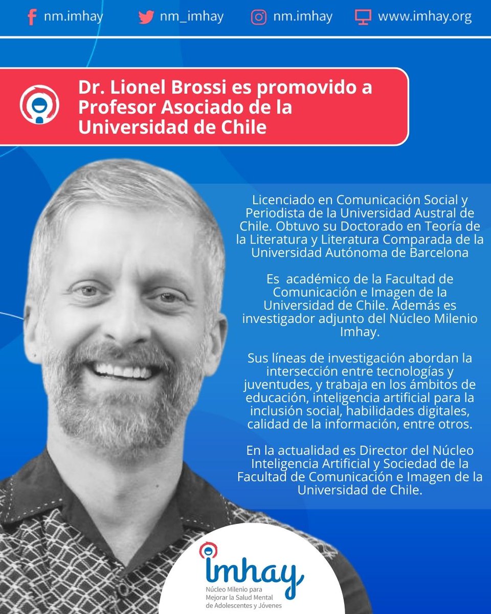 Núcleo Imhay (@nm_imhay) on Twitter photo ¡Desde #Imhay <a href="/CentrosAnid/">Centros ANID</a> felicitamos a nuestro investigador adjunto <a href="/Lio_Brossi/">LB</a> y académico de <a href="/FCEIUchile/">FCEI U. de Chile</a> por este importante reconocimiento a su carrera académica, profesional y de investigación! 👏👏👏 ¡Desde #Imhay <a href="/CentrosAnid/">Centros ANID</a> felicitamos a nuestro investigador adjunto <a href="/Lio_Brossi/">LB</a> y académico de <a href="/FCEIUchile/">FCEI U. de Chile</a> por este importante reconocimiento a su carrera académica, profesional y de investigación! 👏👏👏