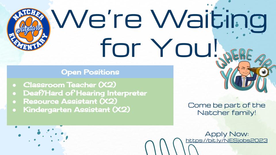 Natcher Elementary on Twitter "We are hiring! Apply at https//t.co