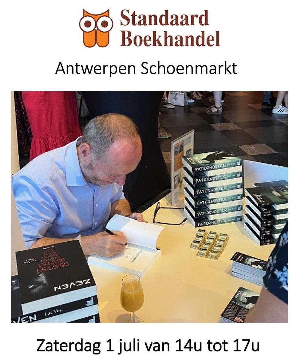 Niet vergeten, morgen van 14 tot 17 u ben ik in de Standaard Boekhandel (Antwerpen Schoenmarkt) waar ik mijn pen met graagte zal bezigen om een woord en een handtekening te plaatsen in een boek van mij naar keuze

#signeren #thriller #LetterRijn #paternoster #zeven #spijt?