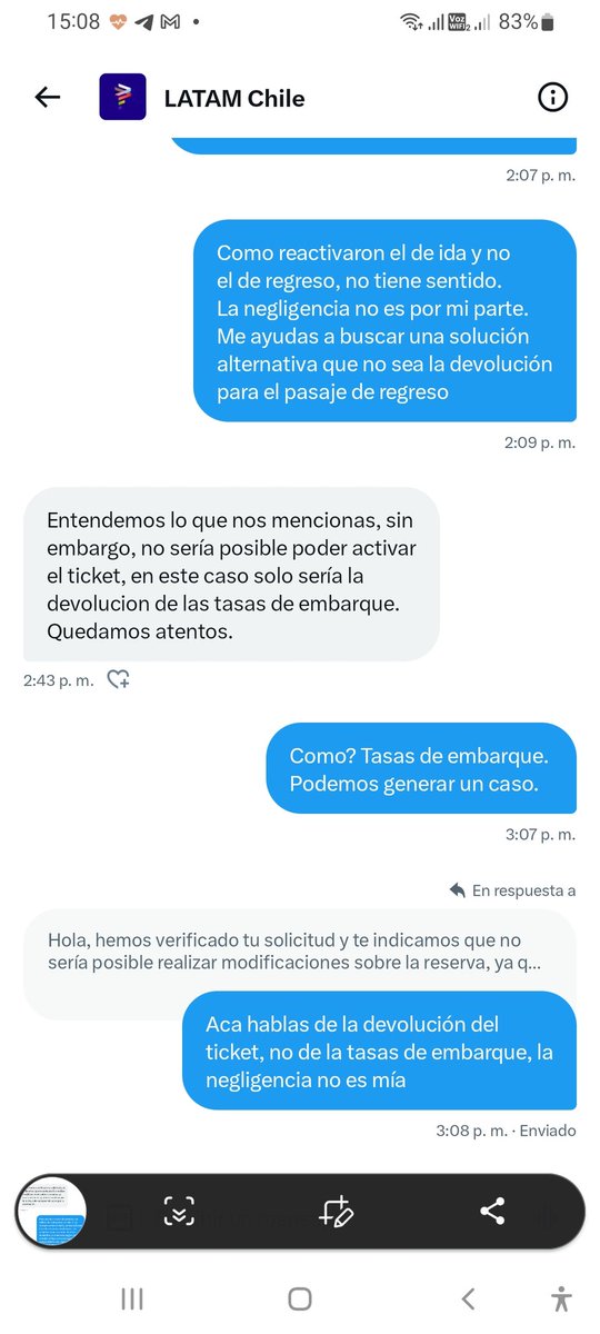 JGONZALEZ_C's tweet photo. Aló @SERNAC, tengo problemas con @LATAM_CHI por unos pasajes a Isla de Pascua, comprados previo a pandemia. Señalan que no encuentran mi ticket de regreso, que están vencidos y sólo me devuelven la tasa de embarque. Que sentido tiene no tener el pasaje de regreso si soy turista. https://t.co/MQH7V0FX71