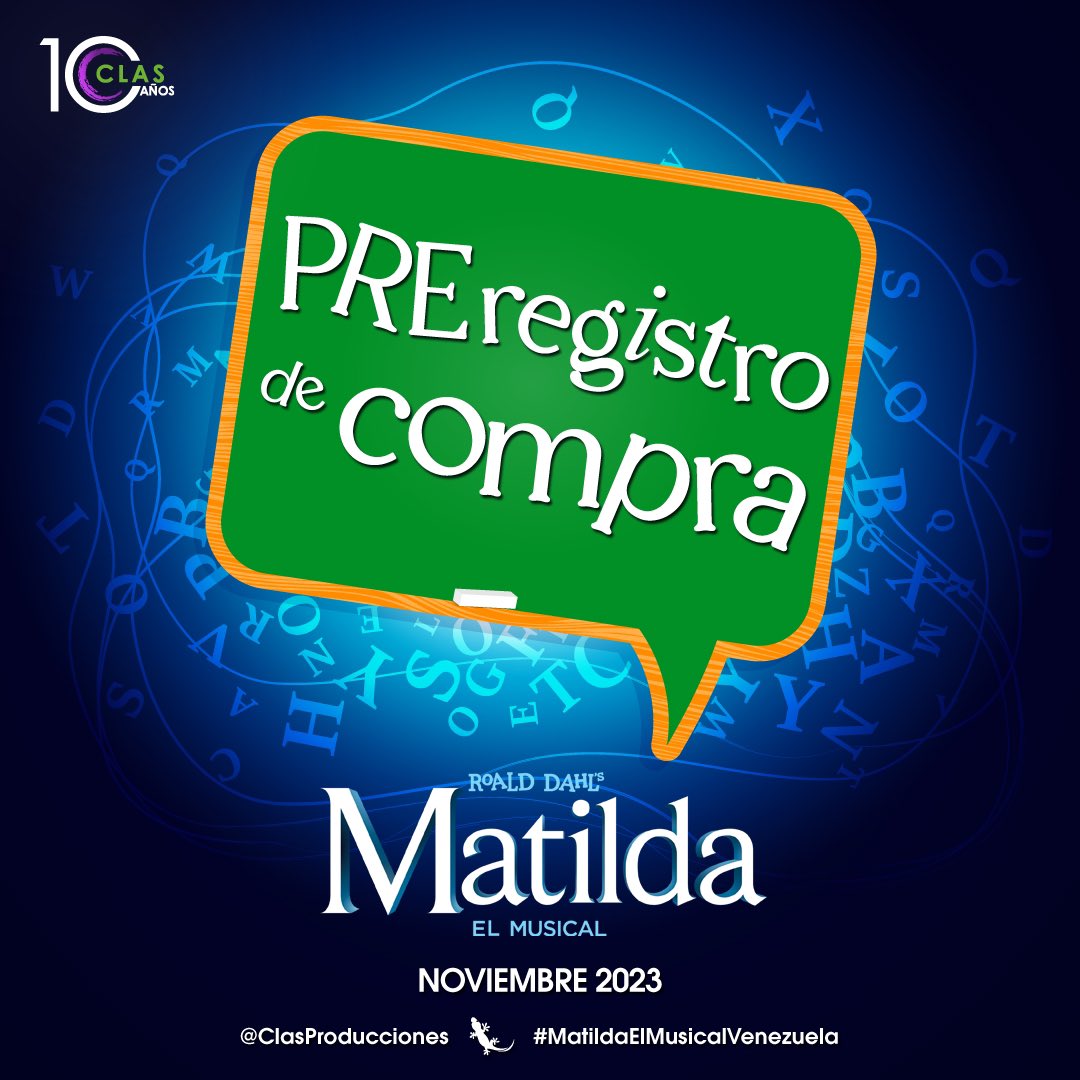 ¡Ya está habilitado el pre-registro de compra para Matilda el Musical! 😍❤️🦎

Ingresa al link en nuestra biografía y sé de los primeros en enterarte cuando se habilite la preventa de entradas 🥰