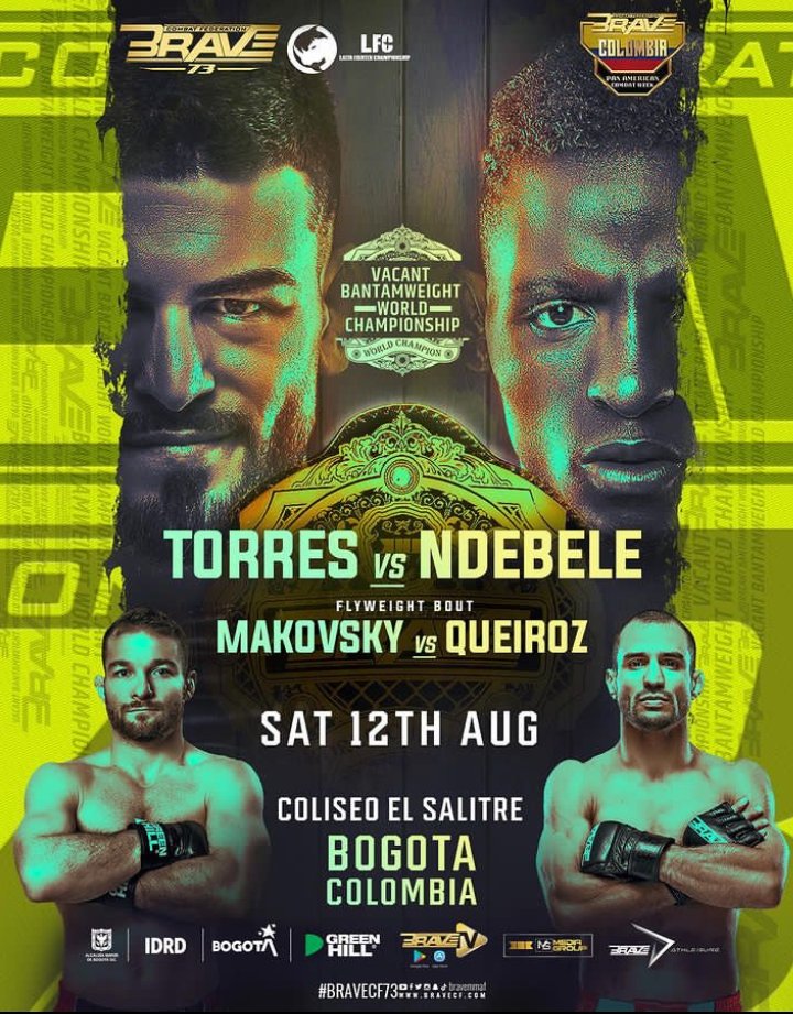 valerialang1809's tweet image. BRAVE CF returns to Columbia! 🔥
Get ready for a thunderous night of fights from 10-13 August. It's the BRAVE Pan-American Combat Week!  

Don't miss out on this epic night! 📍Bogota, Columbia 🇨🇴

#BRAVECF #BRAVEMMA #COLUMBIA #BRAVECF73