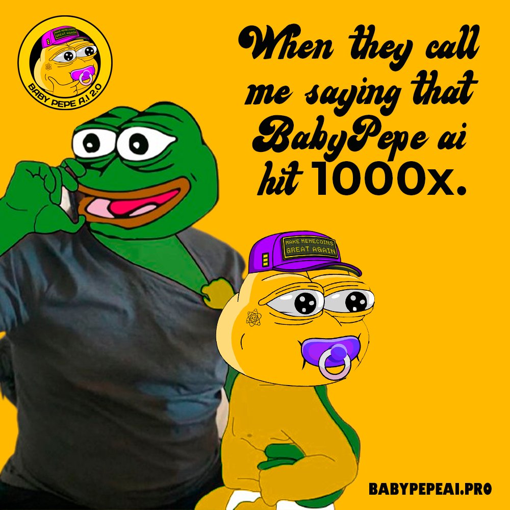📞🚀 When they call me saying BabyPepeAI hit 1000x... 🌟💥 Me: 'Wait, are you serious?!' 😲💯 Friend: 'Absolutely! BabyPepeAI just soared to 1000x and beyond!' 📈🚀 #MemeRevolution #BabyPepeAI2 #Binance📷 #BSC #Pepe #Pepe2 #CryptoCommunity #Memecoin #WallStreetBets #Pinksale