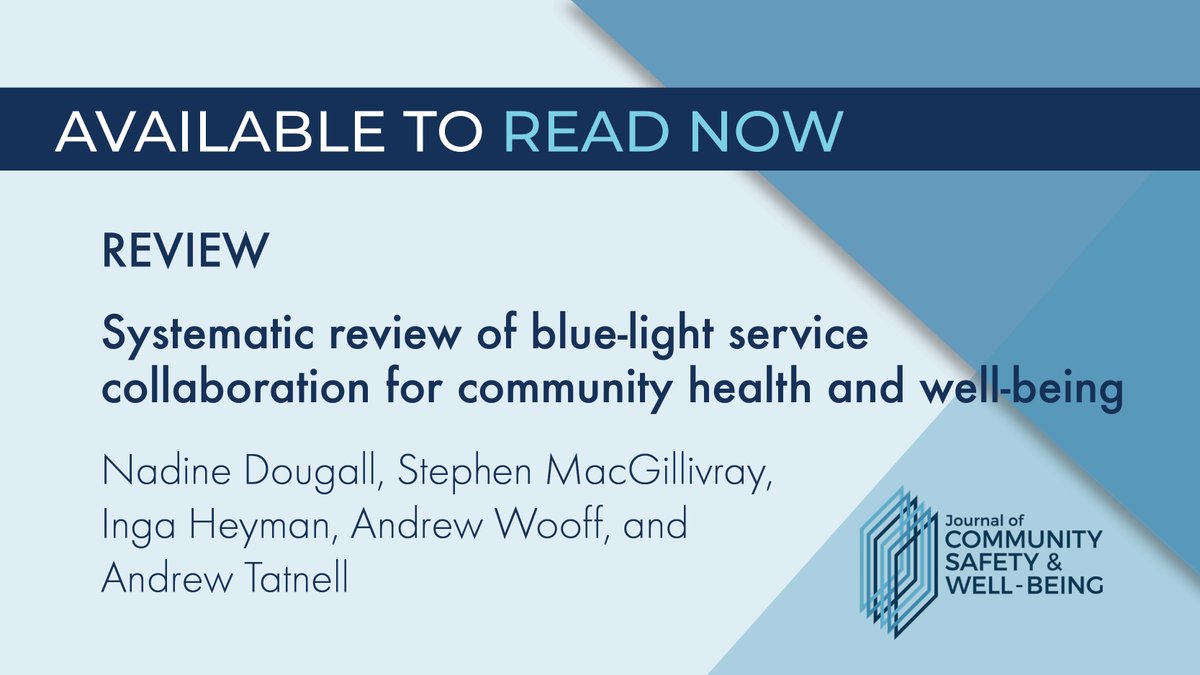 The evidence available to inform effective blue-light collab. for CSWB reveals that collab. working increases public confidence, survival rates & improves emergency responses: doi.org/10.35502/jcswb… @nadinedougall @SiRiuS_SR @IngaHeyman @AndyTatnell @ajwooff @TheSIPR @scleph