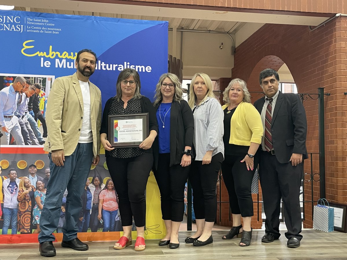 Wow!! We were humbled by the <a href="/SJNewcomersCntr/">The Saint John Newcomers Centre</a>  kindness of the Saint John Newcomers Centre for awarding Cooke "Outstanding Community &amp; Business Partnership Award 2023. 
#TeamCooke welcomes opportunities to help newcomers settle and succeed - learn more at mycookecareer.com.