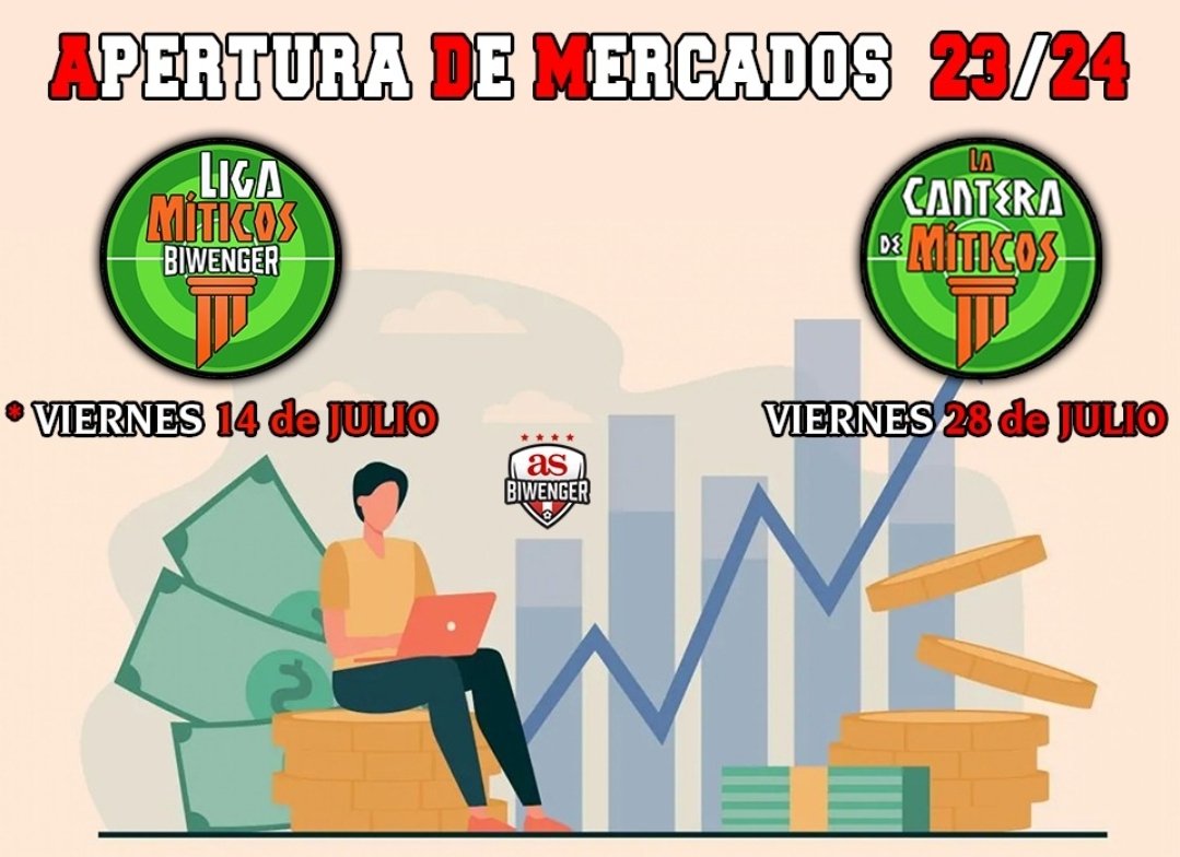 💊 Sabemos que estáis ansiosos...

❓Así que vamos a ir despejando incógnitas este fin de semana.

*️⃣ El Mercado Normal de Liga Míticos puede adelantarse si Biwenger nos activa antes el Premium (11-12-13 Julio).

👶🏻La Cantera de Míticos empezará su Mercado Clásico el 28 de Julio.