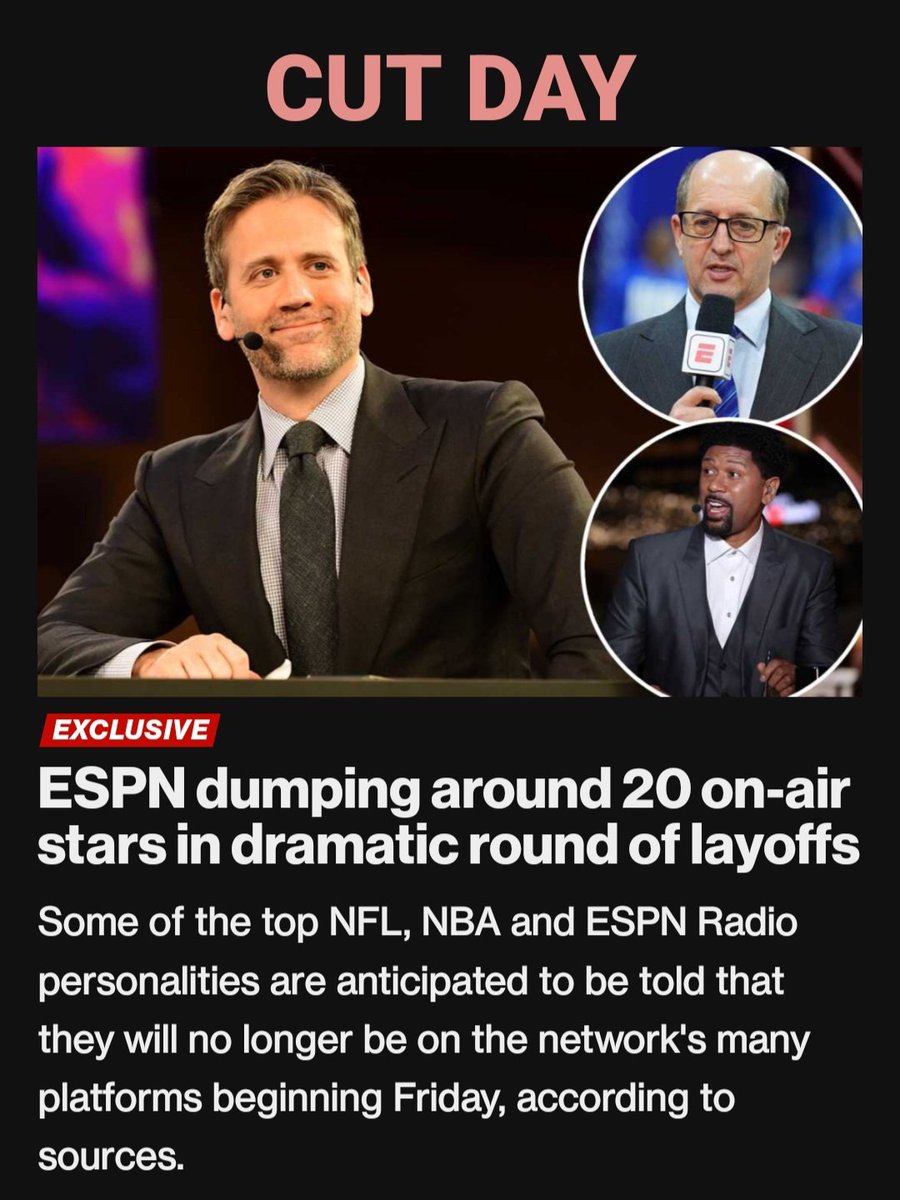 sn00pdad's tweet image. #ESPNBloodBath: #JeffVanGundy, #MaxKellerman, #KeyshawnJohnson, #SuzyKolber, &amp;amp; #JalenRose, have #purged. The purge could yield at least 20 others. #ESPN